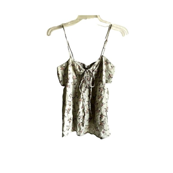 American Eagle Floral Halter Tank Top Size S Cutout Cami Green - Picture 1 of 6